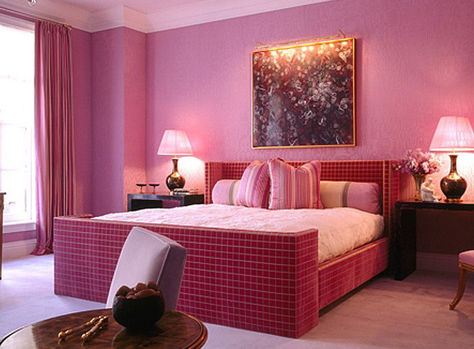 розовый цвет в интерьере спальни